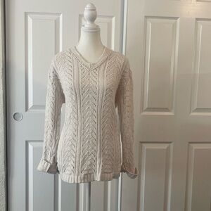 Women's Cream Cable Knit Sweater for casual wear